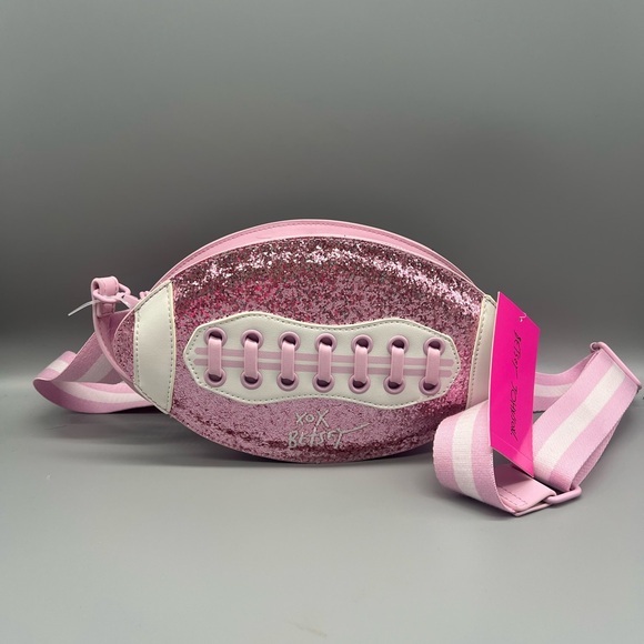 Betsey Johnson XOTEAM kitsch sequin football shoulder bag